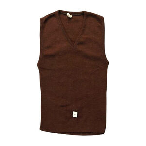 Vintage 1960s Dark Brown V-Neck Sleeveless Knit Top Sweater Vest
